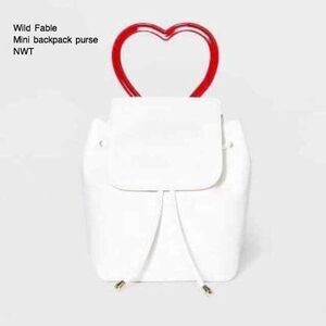 Wild Fable Womens Mini Backpack White Red Molded Heart Handle Valentines Day